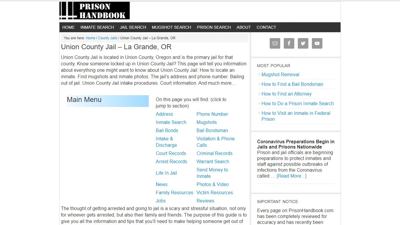 Union County Jail – La Grande, OR - Prison Handbook